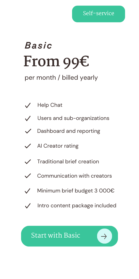 Influencer package Basic