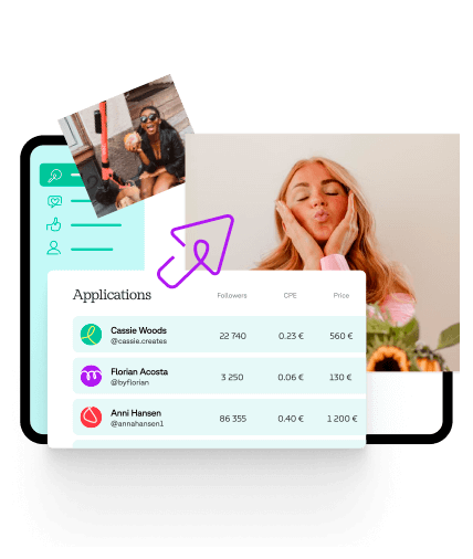 Mockup screen of influencer applications