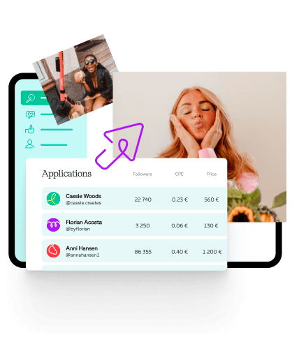 Influencer application mockup screen