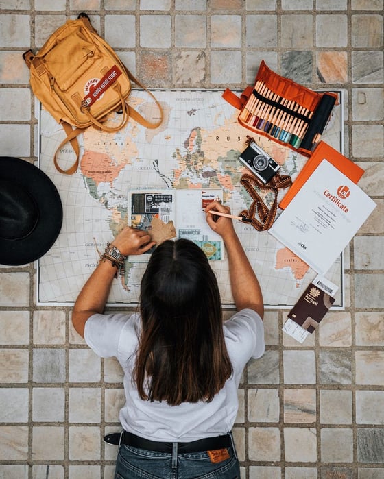 Woman looking at a map